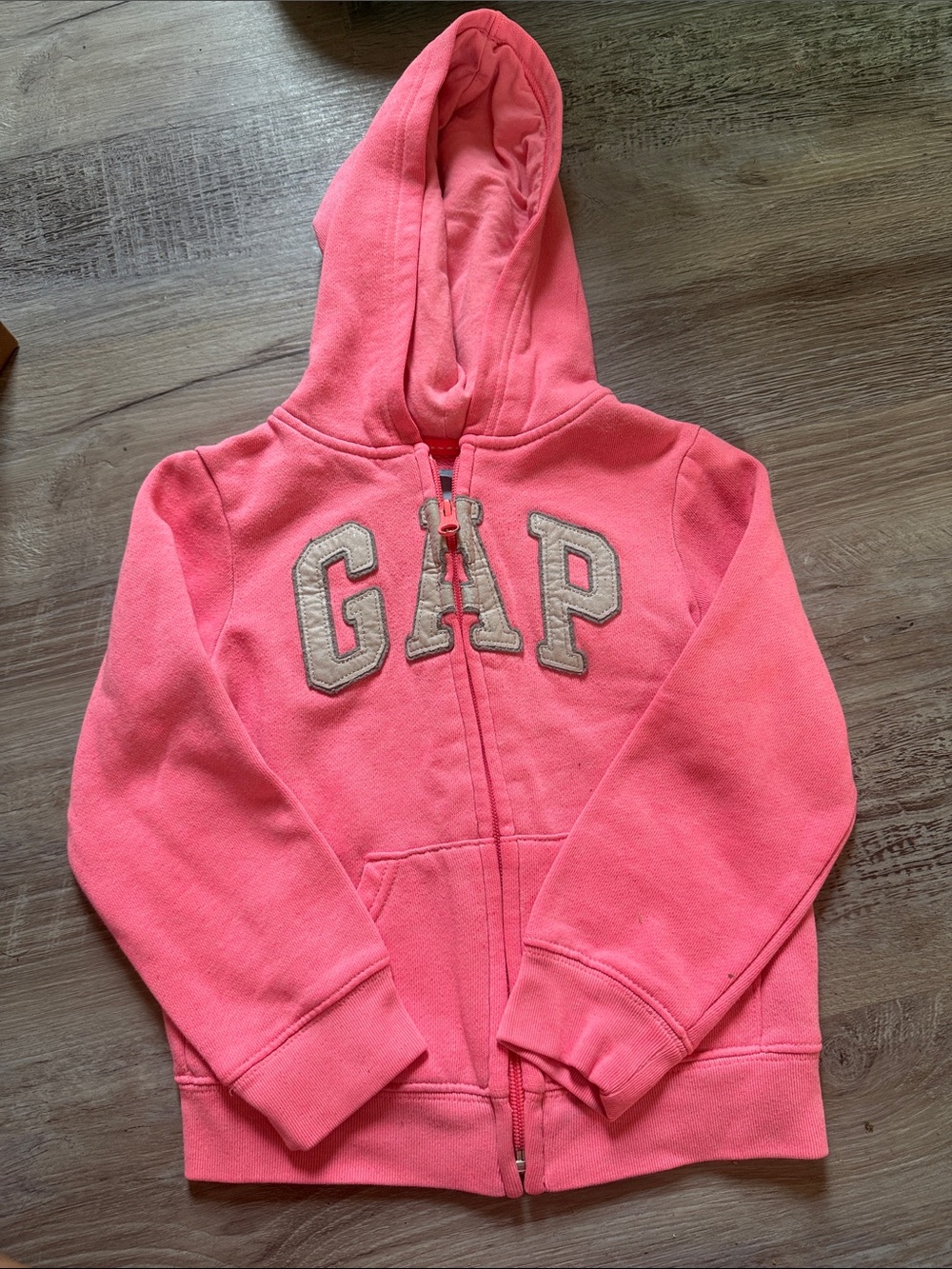 GAP Kids Bright Coral Pink Hooded Zip-Up Sweatshirt